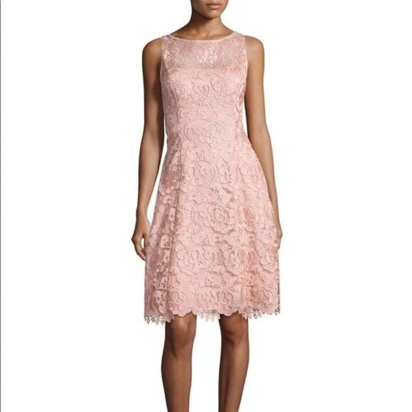 Aidan Mattox Dresses & Skirts - Aidan Mattox Pink Metallic Lace A Line Dress Size 4